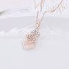 Rhombus Alloy & Cat Eye & Rhinestone Pendant Necklace & Stud Dangle Earring Sets FS-WGCC3FD-01-4