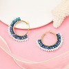 304 Stainless Steel & Bohemian Beaded Fan Hoop Earrings for Women EJEW-R001-01G-01-4