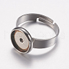 Tarnish Resistant Adjustable 201 Stainless Steel Finger Rings Components STAS-I097-038P-2