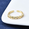 Brass Micro Pave Clear Cubic Zirconia Open Cuff Rings for Women RJEW-F179-05G-1
