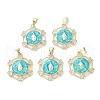 Rack Plating Brass Micro Pave Clear Cubic Zirconia Pendants KK-C041-06D-G-1
