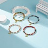 Natural Agate & Synthetic Hematite Stretch Bracelet with Alloy Yoga Charm BJEW-JB08649-2