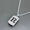 Rectangle with Laser Cut Letter 201 Stainless Steel Initial Pendant Necklaces WGA5E8C-18-1