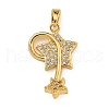 Rack Plating Brass Micro Pave Cubic Zirconia Pendants KK-U035-06G-1