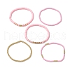 5Pcs 5 Styles Handmade Polymer Clay & Glass Stretch Bracelets BJEW-JB10971-01-1