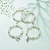 ABS Plastic Imitation Pearl  & Rhinestone Beaded Stretch Bracelet with Alloy Charm for Women BJEW-JB08526-2