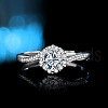 Rhodium Plated 925 Sterling Silver Pave 5.2x3.1mm Moissanite Finger Rings for Women WG3CEB4-01-4