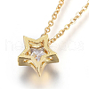 304 Stainless Steel Brass Cubic Zirconia Pendant Necklaces X-NJEW-O108-13G-2