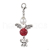 6Pcs 6 Colors Angel & Butterfly Alloy Beaded & Polymer Clay Pave Rhinestone Beaded Pendant Decoration HJEW-TA00339-3