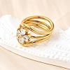3Pcs 304 Stainless Steel Micro Pave Cubic Zirconia Ring Sets RJEW-S625-01G-5
