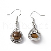 Natural Tiger Eye Teardrop Dangle Earrings with Crystal Rhinestone EJEW-A092-02P-16-3