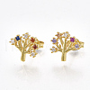 Brass Micro Pave Cubic Zirconia(Random Mixed Color) Ear Studs EJEW-S201-92-1