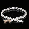White Acrylic Imitiaotn Pearl Beaded Elastic Chain Belts with Alloy Buckles WGEAB88-08-1