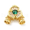 Rack Plating Brass Clear & Green Cubic Zirconia Fold Over Clasps KK-E034-47G-1