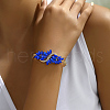 Elegant Alloy Peacock Capri Blue Rhinestone Leaf Link Bracelets JH0716-1