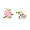 304 Stainless Steel Flower Stud Earrings EJEW-MZ00457-04-4
