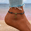 Adjustable Black Waxed Cord Anklets WGF8958-03-1
