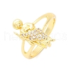 Brass Micro Pave Clear Cubic Zirconia Cuff Rings for Women RJEW-U047-05G-4