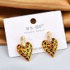 Brass Enamel Stud Earrings EJEW-P301-09G-3
