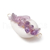 8Pcs 8 Styles Natural Rose Quartz & Tiger Eye & Howlite & Green Aventurine & Gold Rutilated Quartz  & Amethyst & Red Jasper & Aquamarine Copper Wire Wrapped Natural Cowrie Shell Connector Charms PALLOY-JF03493-4