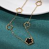 Ion Plating(IP) 304 Stainless Steel & Plastic Flower Pendant Necklaces for Women NJEW-P320-02G-03-2