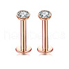 Flat Round Stainless Steel Clear Cubic Zirconia Internally Threaded Labrets WG955BE-09-1