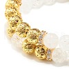 Natural Crackle Quartz & Lava Rock Round Beads Stretch Bracelets Set BJEW-JB07206-8