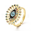 Colorful Cubic Zirconia Evil Eye with Enamel Adjustable Ring KK-H439-46G-1