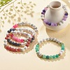 5Pcs 5 Color Natural Weathered Agate(Dyed) & Howlite Round Beaded Stretch Bracelets Set BJEW-JB08087-2