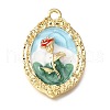 Flower Alloy Enamel Pendants ENAM-K076-07C-G-1