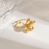 304 Stainless Steel Open Cuff Rings for Women RJEW-K296-03G-3