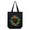 DIY Christmas Wreath Pattern Black Canvas Tote Bag Embroidery Kit PW23050615706-1