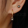 925 Sterling Silver Mirco Pave Cubic Zirconia Flower Hoop Earrings OO2534-3-3