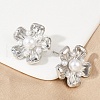 Flower Brass ABS Imitation Pearl Stud Earrings EJEW-M082-08P-5
