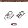 SOFPLATE 300Pcs 304 Stainless Steel Fold Over Crimp Cord Ends STAS-SP0001-76-2