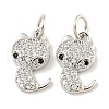 Rack Plating Brass Micro Pave Clear Cubic Zirconia Pendants KK-B093-02C-P-2
