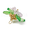 Glass with Round Shell Pearl & Acrylic Charms & Brass Seed Beads Pendants PALLOY-MZ00646-05-4