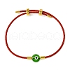 Lampwork Evil Eye & Brass Beaded Bangle BJEW-A008-01C-1