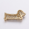 Brass Micro Pave Cubic Zirconia Puppy Pendants ZIRC-G125-35G-2