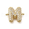 Brass Micro Pave Cubic Zirconia Letter Links X-KK-I717-04M-1