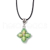 Dyed Synthetic Imperial Jasper & Glass Seed Beaded Star Pendant Black Waxed Cotton Cord Necklaces NJEW-MZ00109-05-2