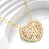 Brass Pave Clear Cubic Zirconia Heart Pendant Necklaces for Women NJEW-K381-07B-G-1