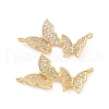 Brass Micro Pave Clear Cubic Zirconia Connector Charms KK-E068-VC151-2