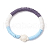 2Pcs Flat Round Handmade Polymer Clay Heishi Beaded Stretch Bracelets BJEW-JB11802-3