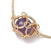 Round Natural Mixed Gemstone Macrame Pouch Link Bracelets BJEW-JB10653-01-4