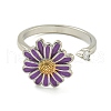 Daisy Enamel Rotatable Cuff Rings for Women RJEW-M016-05P-3