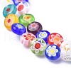 Flat Round Handmade Millefiori Glass Beads LK-R004-55-3
