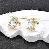 Brass Micro Pave Clear Cubic Zirconia Stud Earrings EJEW-H157-03G-01-2