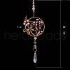 Wire Wrapped Natural Gemstone Beads & Metal Dragonfly Hanging Ornaments PW-WG454D0-01-2