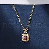 925 Sterling Silver Pave Orange Red Cubic Zirconia Handbag Pendant Necklaces for Women NJEW-D316-01G-1